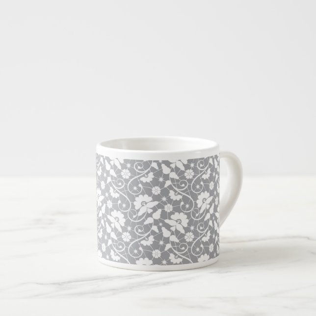 Xícara De Espresso Teste padrão floral do laço (Frente Esquerda)