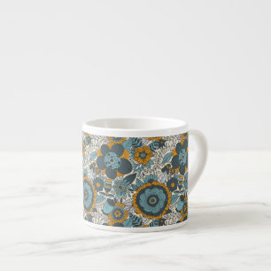 Xícara De Espresso Teste padrão floral do vintage