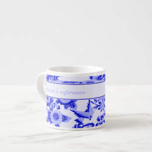 Xícara De Espresso Teste padrão oriental personalizado do pássaro e