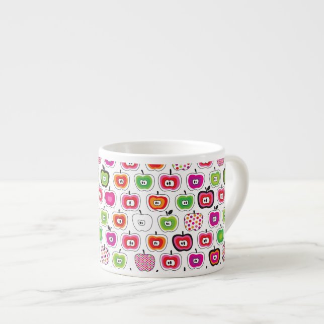 Xícara De Espresso Teste padrão retro bonito da maçã (Frente Esquerda)
