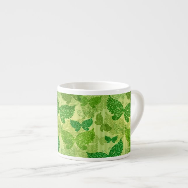 Xícara De Espresso Teste padrão verde do primavera (Frente Esquerda)