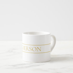 Xícara De Espresso Texto Personalizável Elegante Simples   Dourado e 