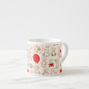 Xícara De Espresso Textura com ursos de ursinho