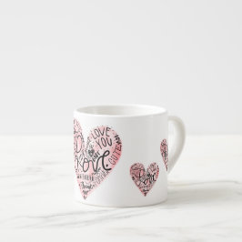 Xícara De Espresso Tipografia de Coração de Amor Romântico