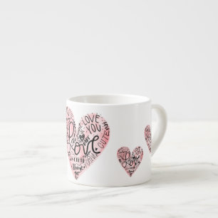 Xícara De Espresso Tipografia de Coração de Amor Romântico