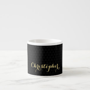Xícara De Espresso Tipografia Preta Moderna Elegante Falsa Dourada Te