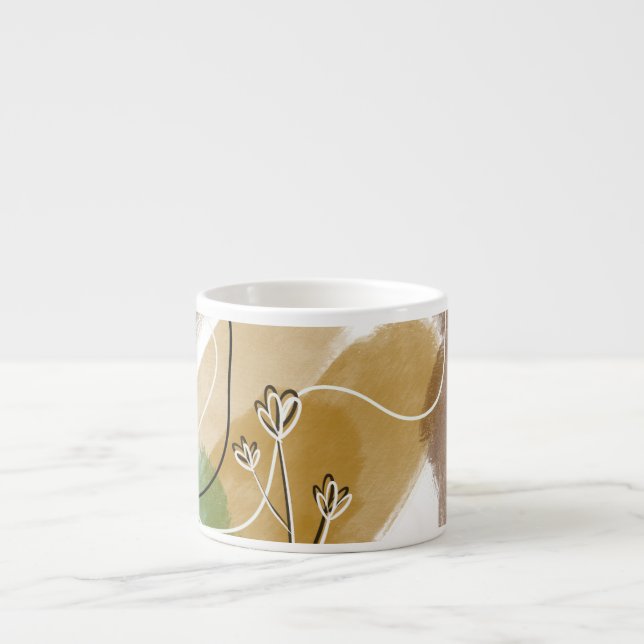 Xícara De Espresso Tonalidade Abtrata Botânica (Frente)