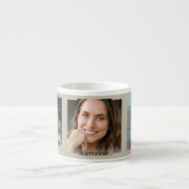 Xícara De Espresso Três fotos e nome, moldura Sci-Fi bege