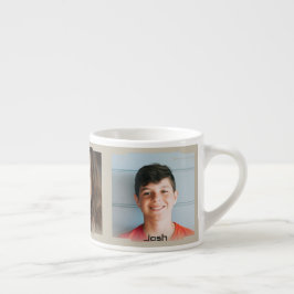 Xícara De Espresso Três fotos e nome, moldura Sci-Fi bege