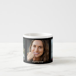 Xícara De Espresso Três fotos e nome, moldura Sci-Fi preta