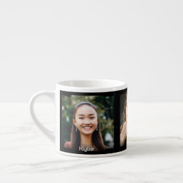 Xícara De Espresso Três fotos e nome, moldura Sci-Fi preta
