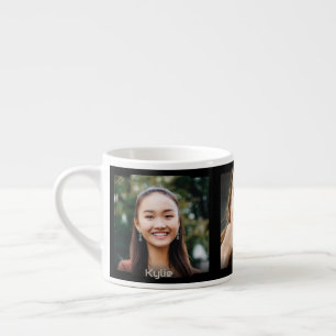 Xícara De Espresso Três fotos e nome, moldura Sci-Fi preta