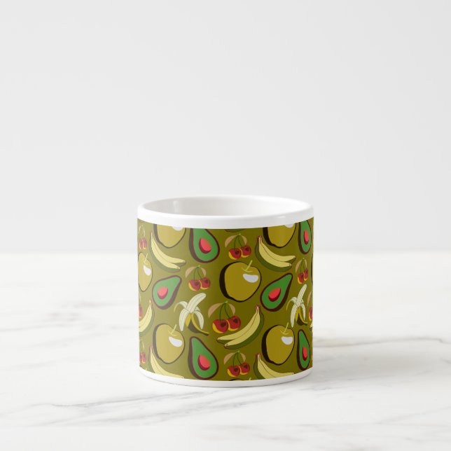 Xícara De Espresso Tropical fruit seamless pattern yellow (Frente)
