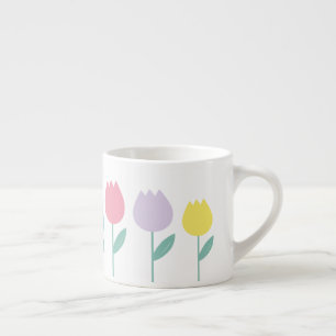 Xícara De Espresso Tulipas de Primavera Bonitas Florais Pastel