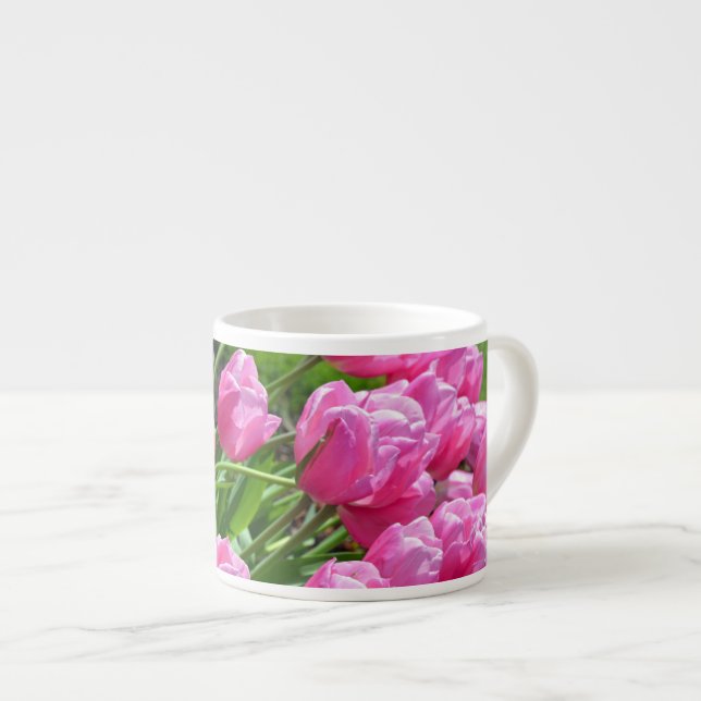 Xícara De Espresso Tulipas de primavera cor rosa espresso (Frente Esquerda)