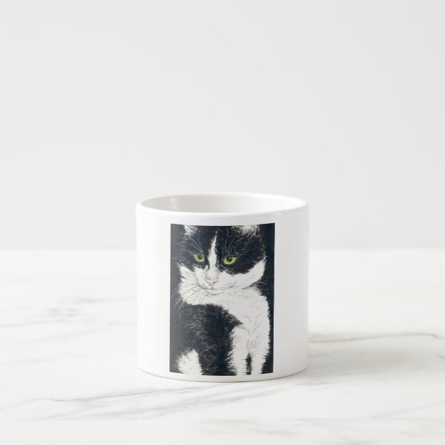 Xícara De Espresso Tuxedo cat (Frente)
