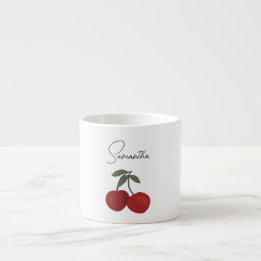 Xícara De Espresso Two Red Cherries Illustration | Cute Fruit Art