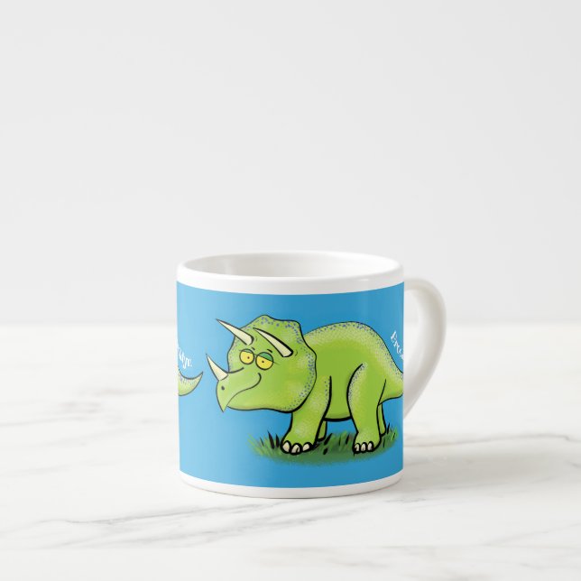 Xícara De Espresso Um desenho animado de triceratops dinossauros, ver (Frente Esquerda)