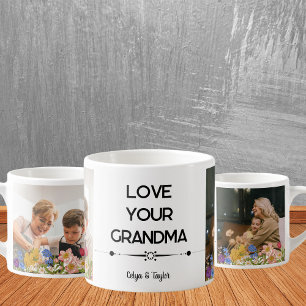 Xícara De Espresso Uma mug de colagem de fotos moderna para a vovó