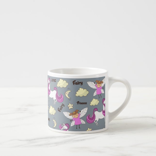 Xícara De Espresso Unicorn Fairy Princess Kid size Mug (Direita)