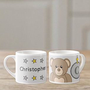 Xícara De Espresso Ursa de pelúcia cinza tamanho infantil fofo
