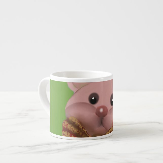 Xícara De Espresso ursinho com laço (Frente Esquerda)