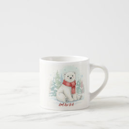 Xícara De Espresso Urso Polar Inverno Aquarela Fofa