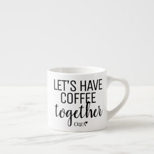 Xícara De Espresso Vamos Tomar Café Juntos Monograma de Casal Preto