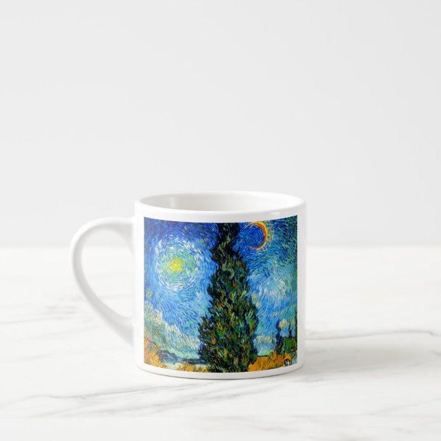 Xícara De Espresso Van Gogh Road com Cypress e Star (Esquerda)