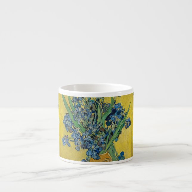 Xícara De Espresso Vaso Van Gogh com Íris Impressionismo Clássico (Frente)