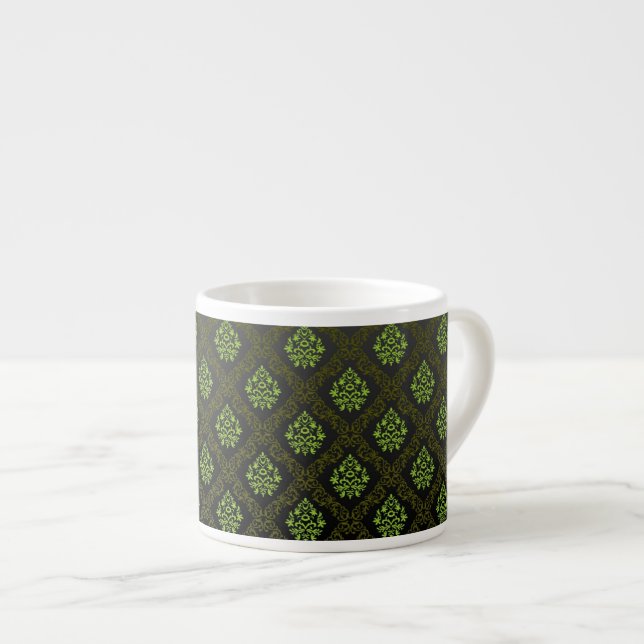 Xícara De Espresso Verde floral do papel de parede (Frente Esquerda)