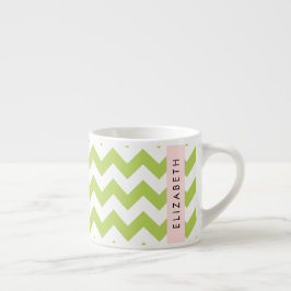 Xícara De Espresso Verde Zigzag, Verde Chevron, Seu Nome