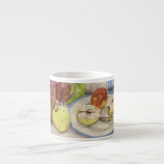 Xícara De Espresso Vida estática da pintura de fruta e vinho (Frente)