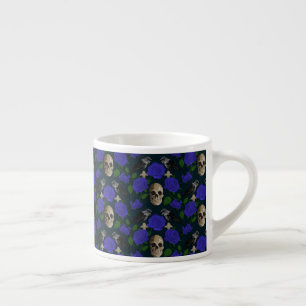 Xícara De Espresso Vinhas Rosa de Grãos Góticos Escuros Raven Azul