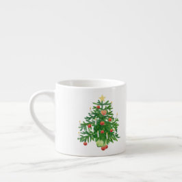 Xícara De Espresso Vintage Christmas Tree with a Star & Heart Cookie