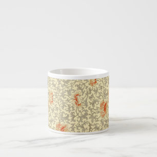 Xícara De Espresso Vintage Pink Cinza Botânica Floral