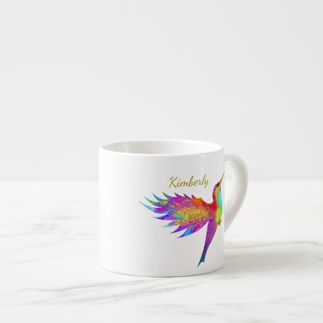 Xícara De Espresso Voando Nome Personalizado Hummingird Espresso Mug (Frente Esquerda)
