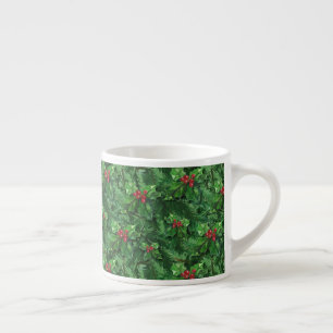 Xícara De Espresso Watercolor Christmas Holly Berries