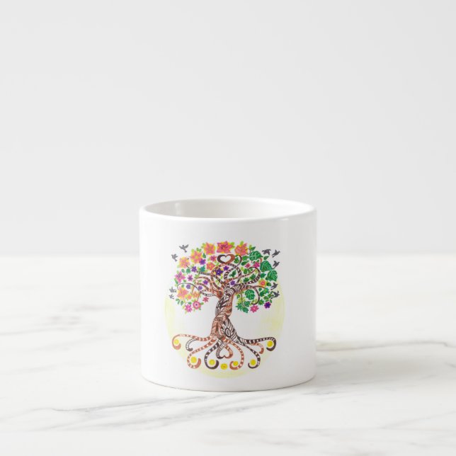 Xícara De Espresso Wedding favors mandala of trees life (Frente)