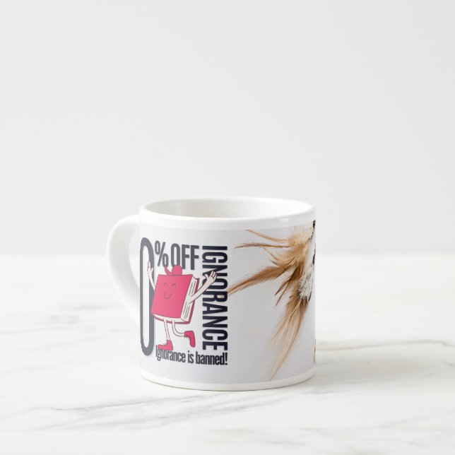 Xícara De Espresso Whimsical Red Book Character Ignorance Banned  (Frente Esquerda)