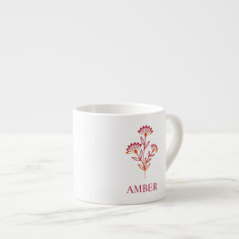 Xícara De Espresso Wildflower with Name in Red