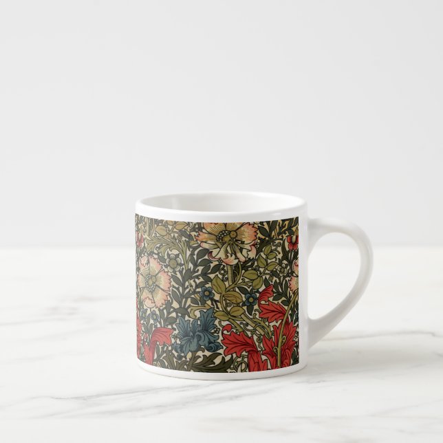 Xícara De Espresso William Morris Elegante Padrão Floral Vermelho Ver (Direita)