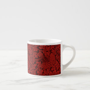 Xícara De Espresso William Morris Vintage Flores Pássaros Vermelho