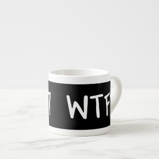 Xícara De Espresso WTC 7 WTF? Letras Brancas em Preto