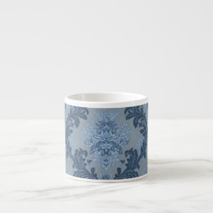Xícara De Espresso Xadrez Azul Fumê Azul Ardósia Azul Pó Suave Damask