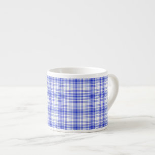 Xícara De Espresso Xadrez branca azul 2