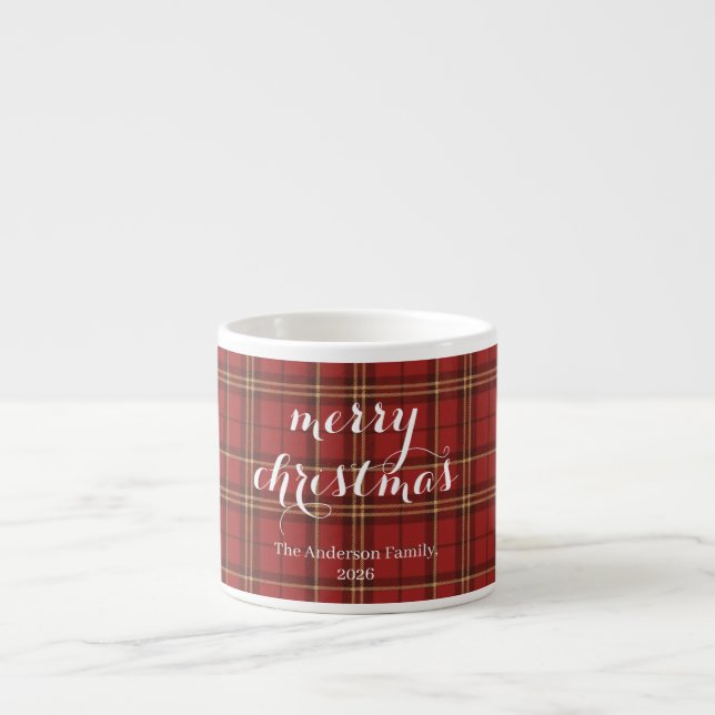 Xícara De Espresso Xadrez Clássico Feliz Natal Festivo -  (Frente)