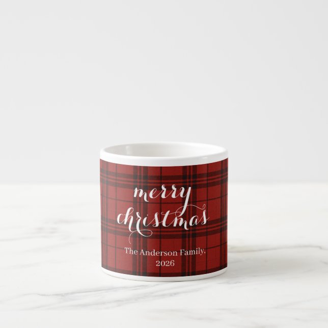 Xícara De Espresso Xadrez Clássico Feliz Natal Festivo -  (Frente)