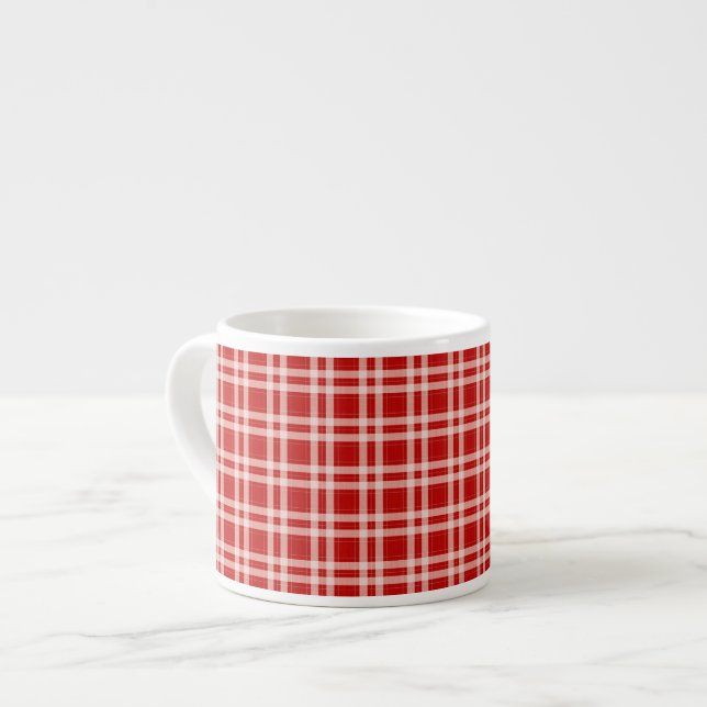 Xícara De Espresso Xadrez em vermelho (Frente Esquerda)