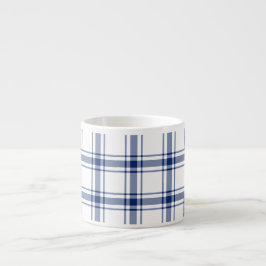 Xícara De Espresso Xadrez náutico azul e branco